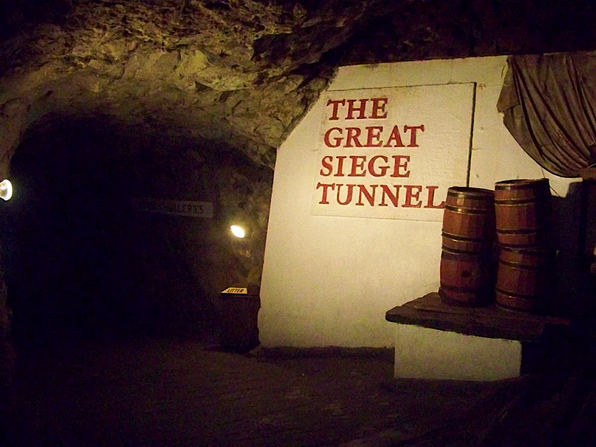 Great Siege Tunnel in the Rock of Gibraltar .
