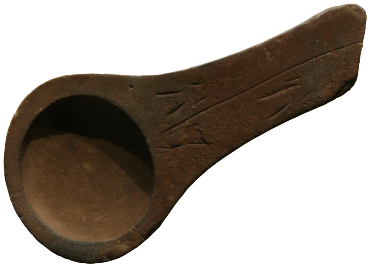 Oil lamp (exactly, deer fat lamp), found in Lascaux cave in Montignac, Dordogne, Aquitaine, France. Magdalenian culture, 17,000 BP. It can be viewed in the National Prehistory Museum in Les Eyzies-de-Tayac.