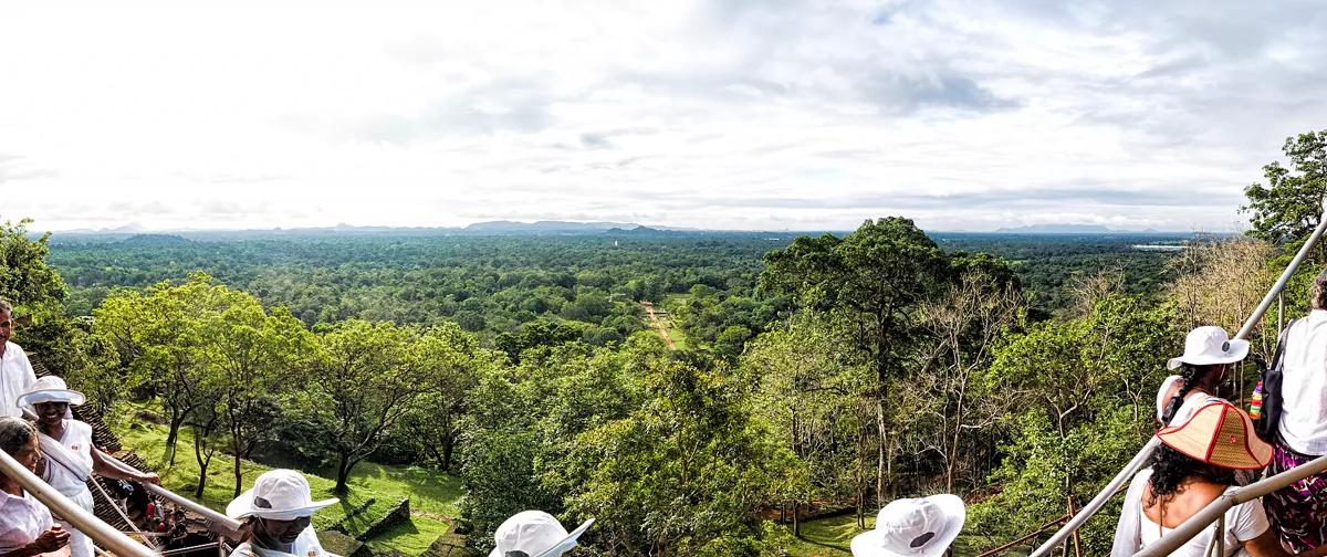 Panoramic view from part way up Sigiriya (Lion Rock). The Ancient City of Sigiriya was declared a UNESCO World Heritage Site in 1982. On Google Earth: Sigiriya 7°57'23.92"N, 80°45'36.94"E